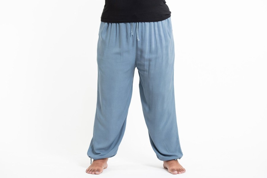 Women HaremPants | Plus Size Solid Color Drawstring Women'S Yoga Massage Pants In Blue Gray