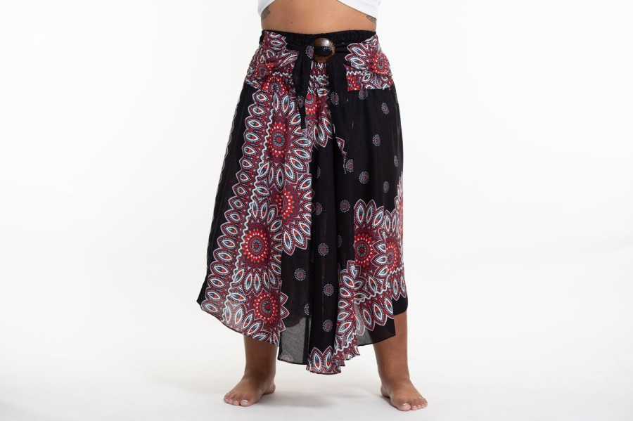 Plus Size HaremPants | Plus Size Mandalas Handkerchief Midi Skirt In Black