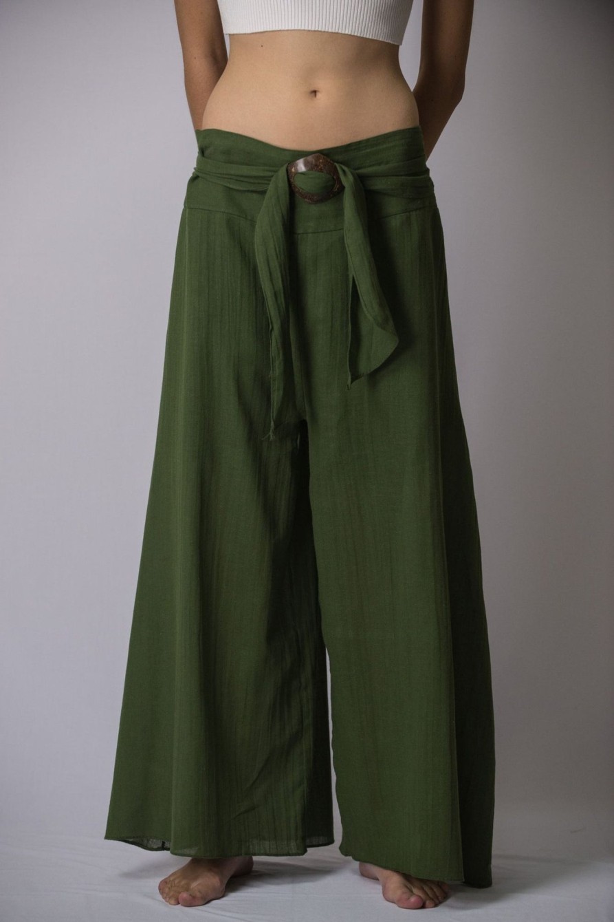 Women HaremPants | Women'S Thai Harem Palazzo Pants In Solid Green