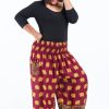 Women HaremPants | Plus Size Golden Elephant Women'S Elephant Pants In Maroon