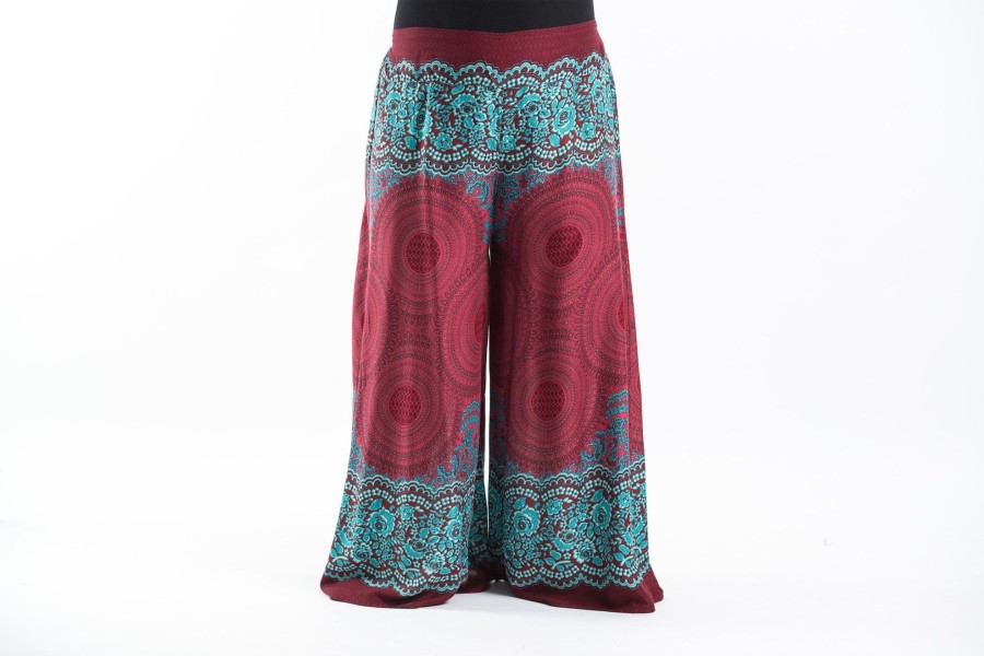 Plus Size HaremPants | Plus Size Geometric Mandalas Palazzo Style Harem Pants In Red