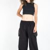 Women HaremPants | Thai Cotton Women Drawstring Pants With Hill Tribe Trim Black