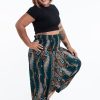 Women HaremPants | Plus Size Paisley Feathers 2-In-1 Jumpsuit Harem Pants In Green