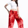 Women HaremPants | Tie Dye Drawstring Women'S Yoga Massage Pants In Red