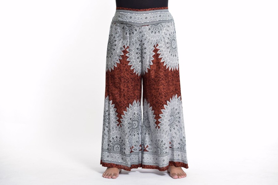 Women HaremPants | Plus Size Marble Mandalas Palazzo Style Harem Pants In Brown