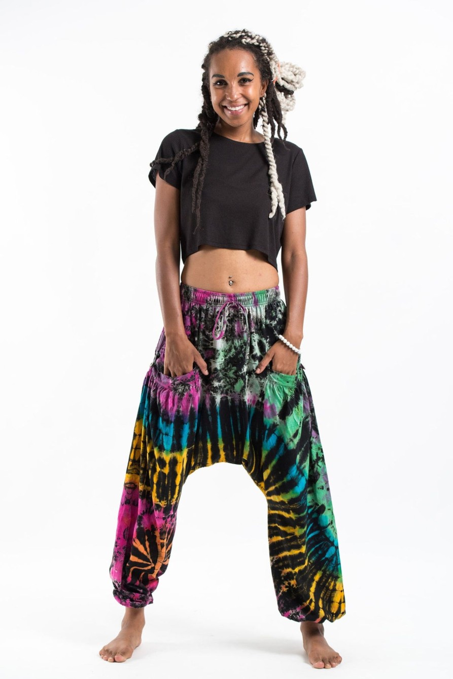 Women HaremPants | Tie Dye Cotton Women Harem Pants In Festival Black