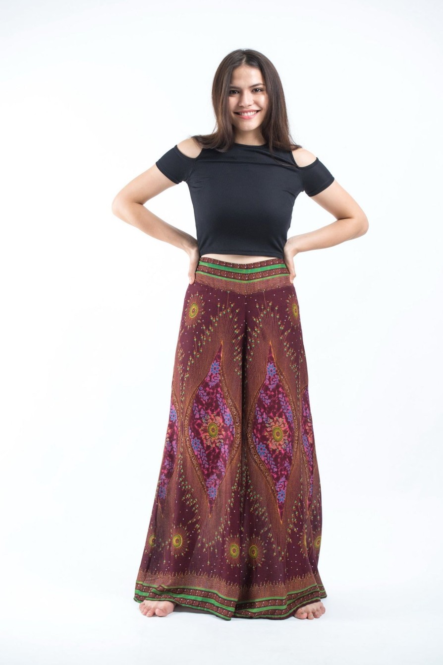 Women HaremPants | Peacock Eyes Palazzo Style Harem Pants In Maroon