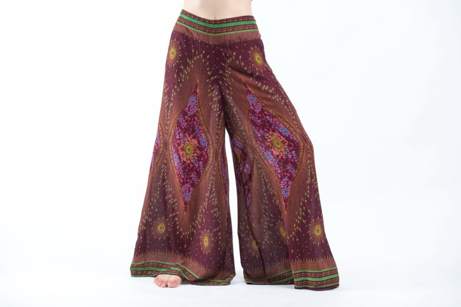 Women HaremPants | Peacock Eyes Palazzo Style Harem Pants In Maroon