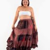 Plus Size HaremPants | Plus Size Patchwork Long Skirt In Light Brown