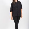 Women HaremPants | Womens Yoga Shirts Chinese Collared In Black