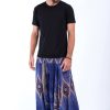 Men HaremPants | Diamond Peacock Drop Crotch Men'S Harem Pants In Blue