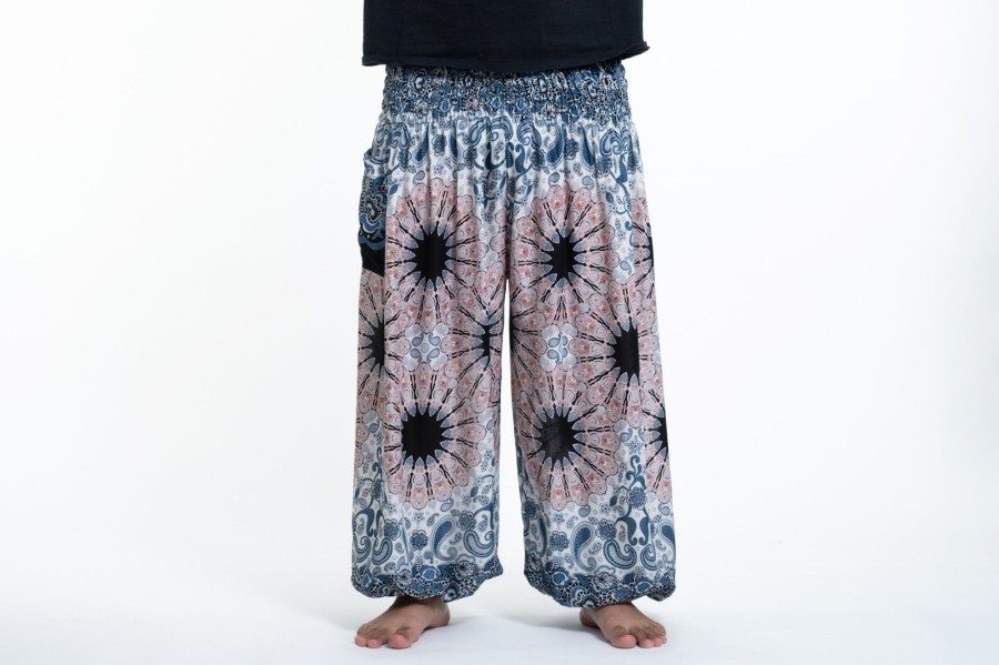 Plus Size HaremPants | Plus Size Paisley Mandalas Men'S Harem Pants In Silver Gray