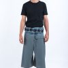 Men HaremPants | Men'S Cropped Fisherman Pants With Pattern Waist Band In Blue Gray