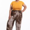 Plus Size HaremPants | Plus Size Tie Dye Drawstring Women'S Yoga Massage Pants In Brown