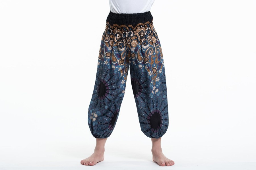 Kids HaremPants | Paisley Mandalas Kids Harem Pants In Gray