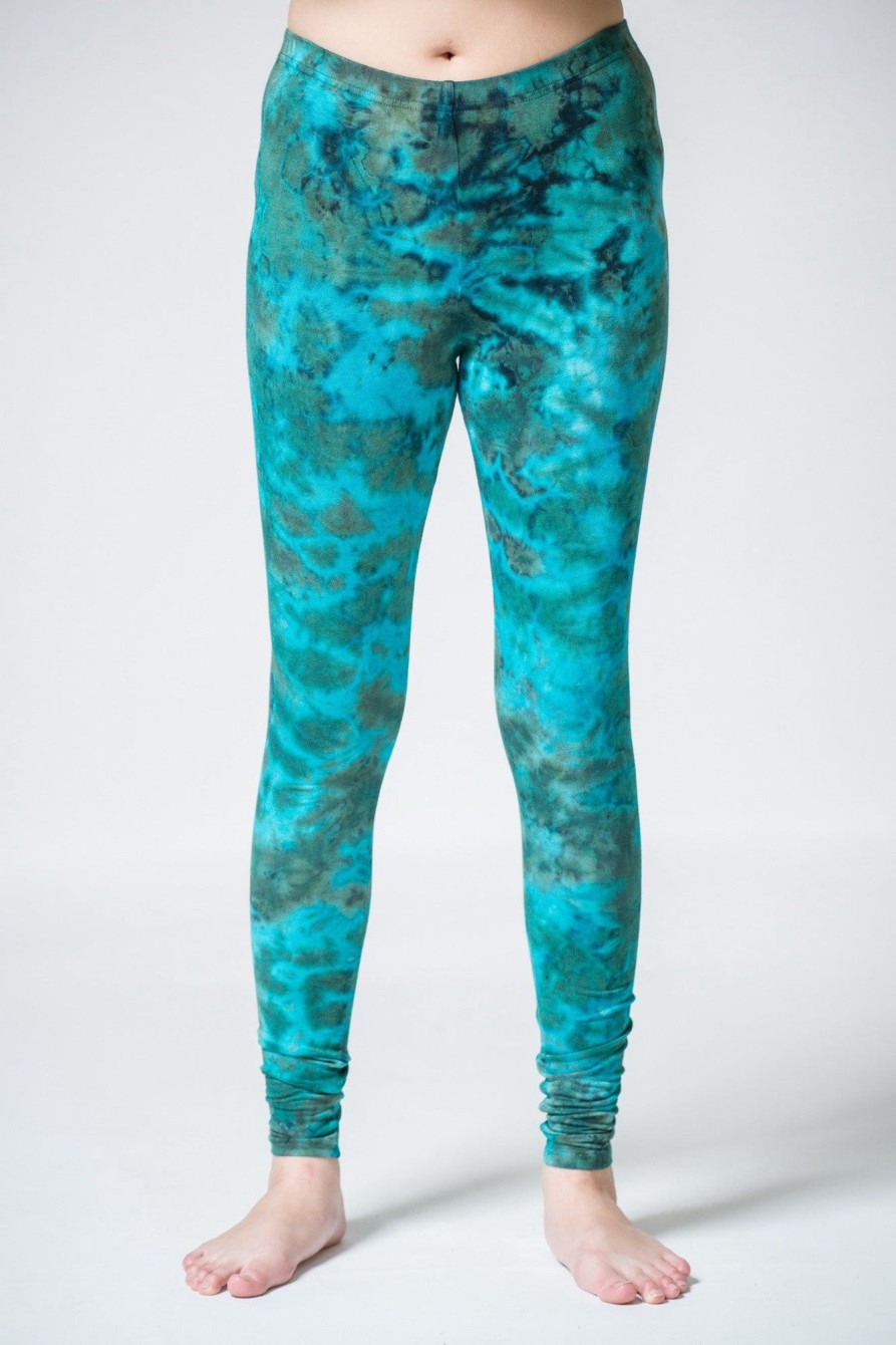 Women HaremPants | Marble Tie Dye Cotton Leggings In Turquoise