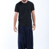 Men HaremPants | Solid Color Drop Crotch Men'S Harem Pants In Blue