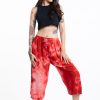 Women HaremPants | Women'S Tie Dye Drawstring Yoga Massage Cropped Pants In Red