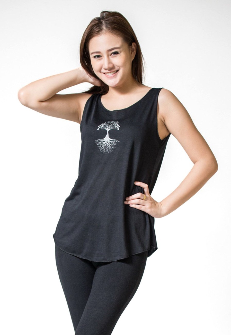 Women HaremPants | Loose Soft Vintage Style Women'S Tank Tops Tree Of Life Black