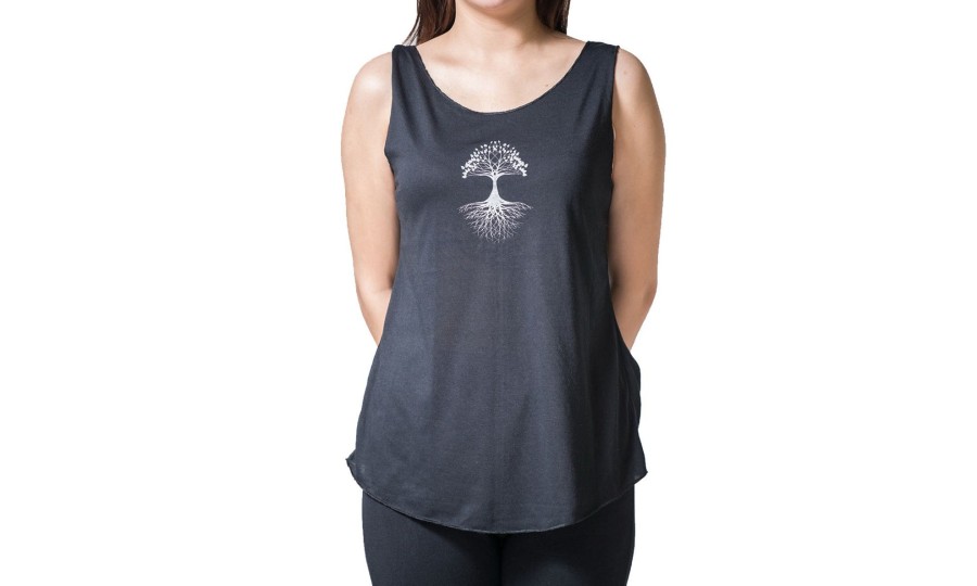 Women HaremPants | Loose Soft Vintage Style Women'S Tank Tops Tree Of Life Black