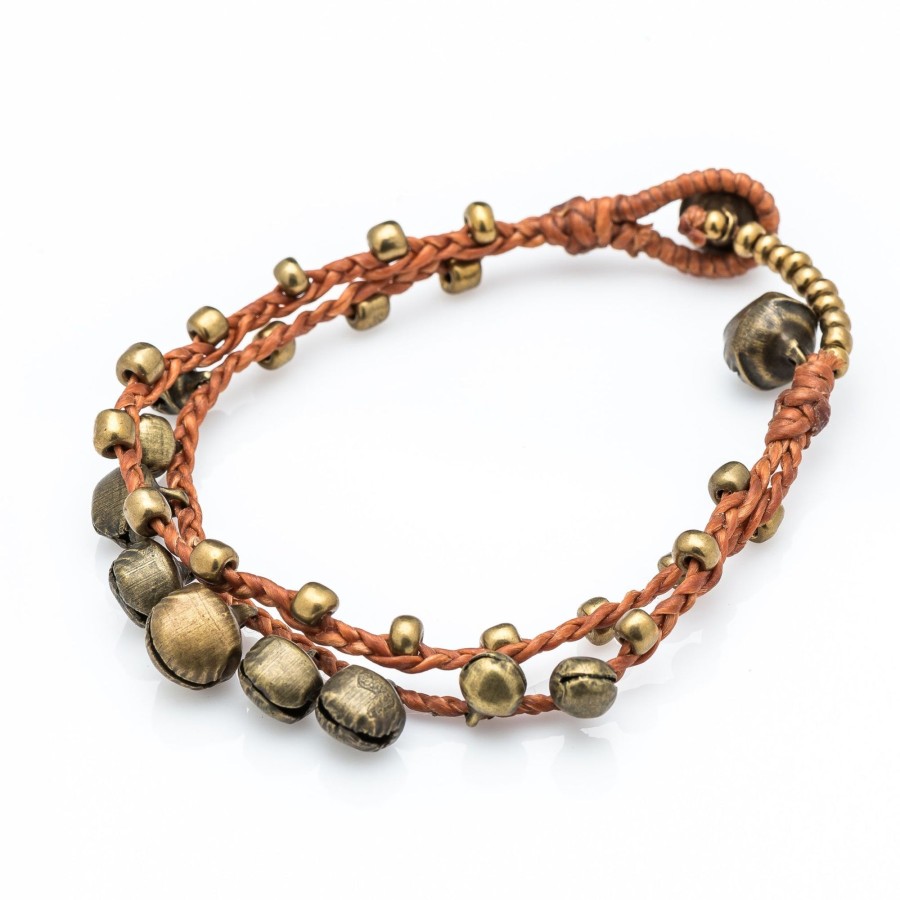 Accessories HaremPants | Brass Bell Waxed Cotton Bracelets In Copper