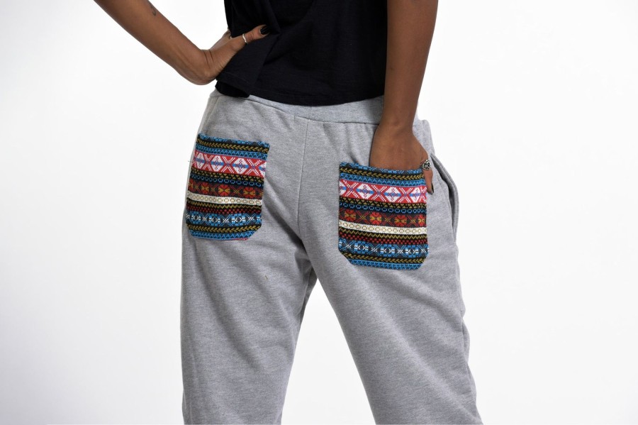 Women HaremPants | Women'S Terry Pants With Aztec Pockets In Gray