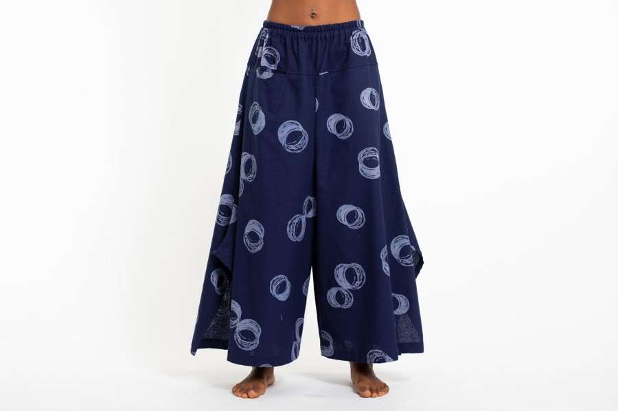 Women HaremPants | Circles Women'S Cotton Palazzo Pants In Navy