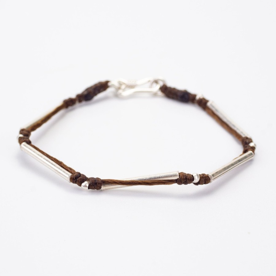 Accessories HaremPants | Silver Tubes And Beads Bracelet In Brown