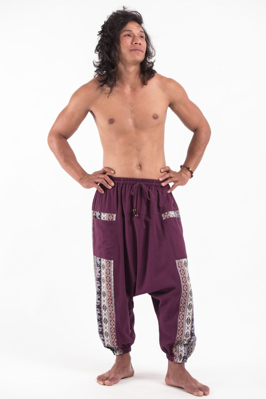 Men HaremPants | Elephant Aztec Cotton Men'S Harem Pants In Purple