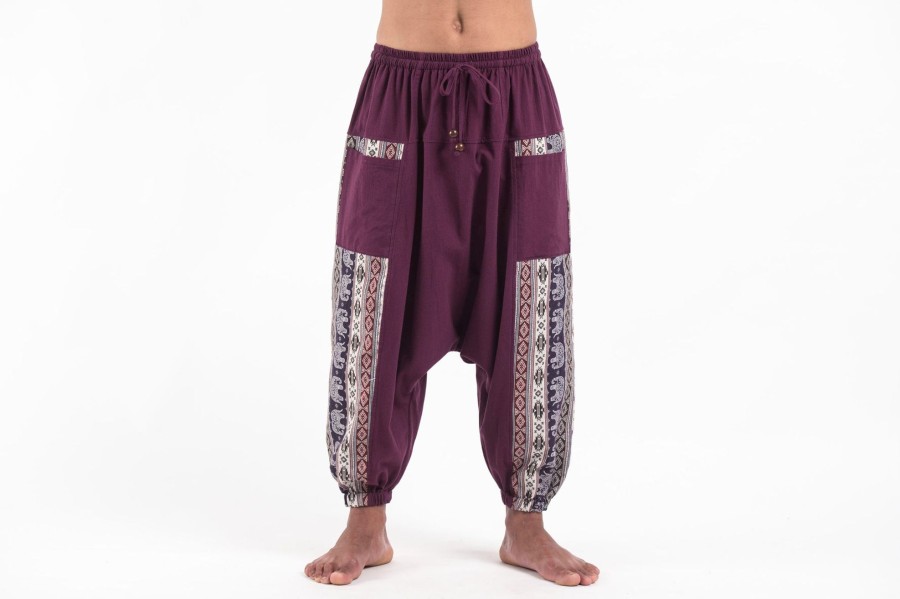 Men HaremPants | Elephant Aztec Cotton Men'S Harem Pants In Purple