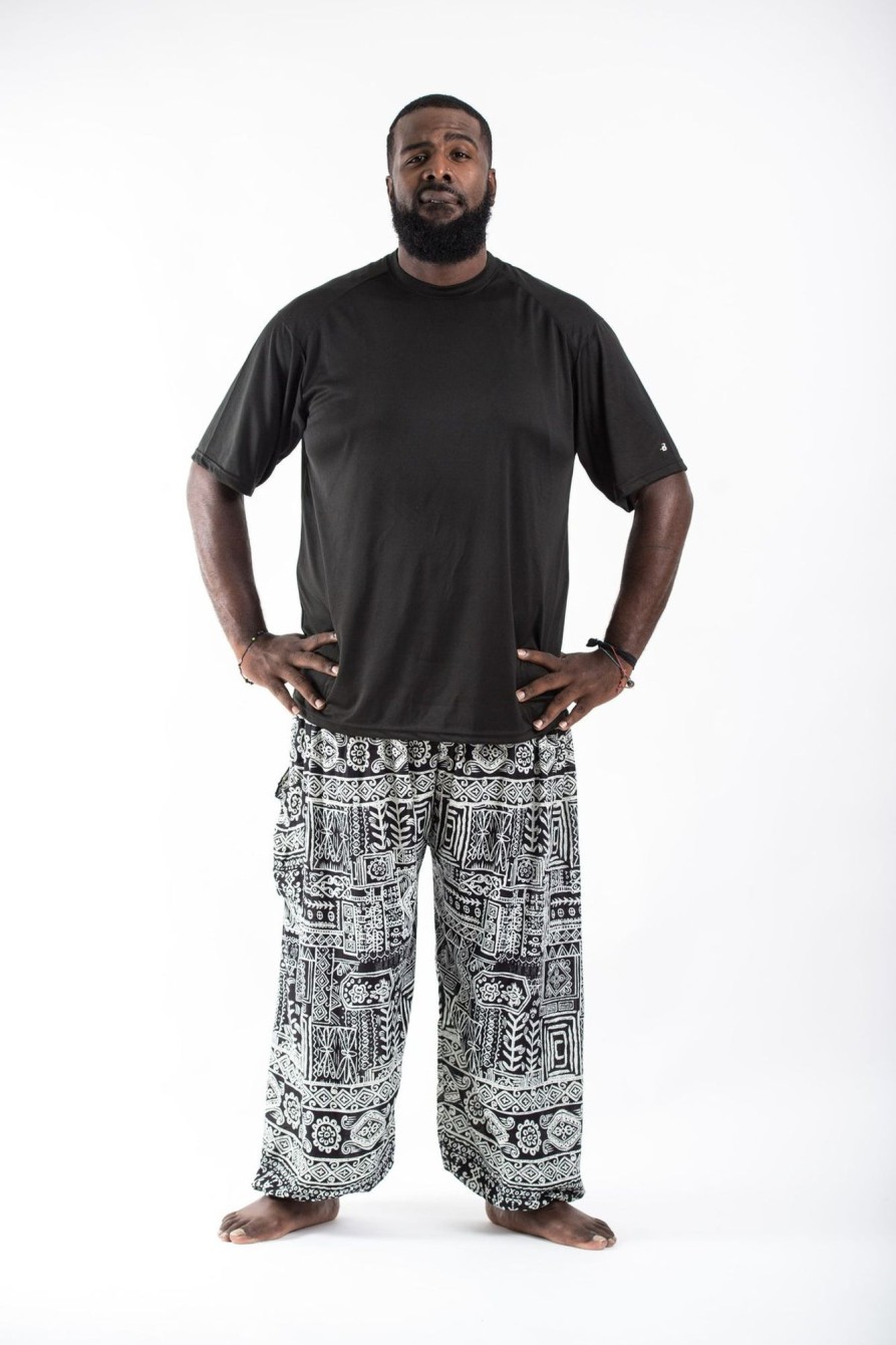 Plus Size HaremPants | Plus Size Tribal Prints Men'S Harem Pants In Black