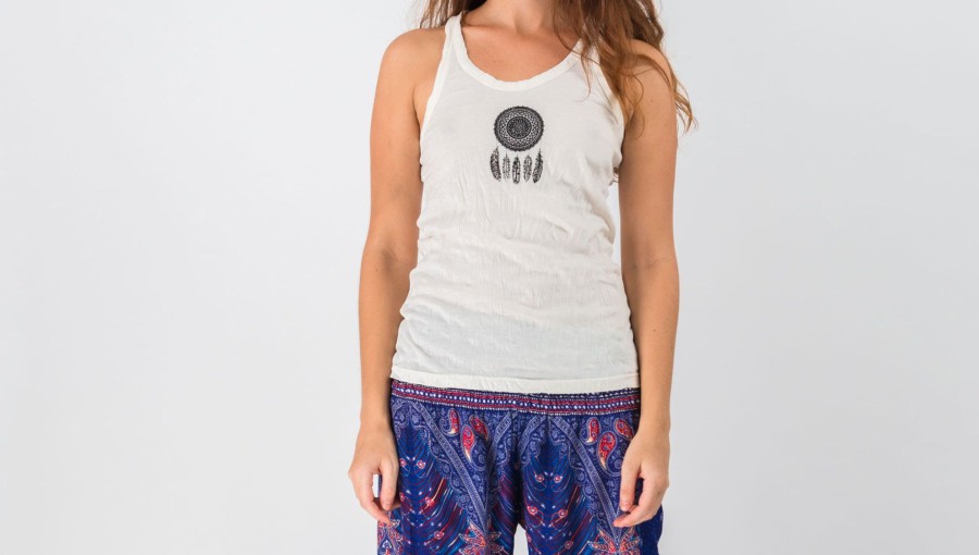 Women HaremPants | Super Soft Sure Design Women'S Tank Tops Dream Catcher White