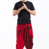 Men HaremPants | Two Tone Leaves Prints Men'S Three Quarter Pants In Red