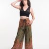 Women HaremPants | Geometric Mandalas Wrap Palazzo Style Harem Pants In Olive