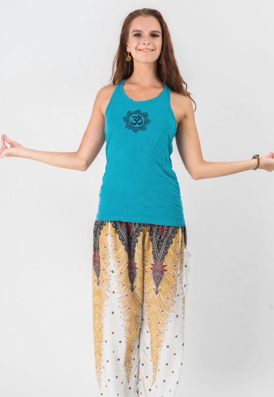 Women HaremPants | Super Soft Sure Design Women'S Tank Tops Om Mandala Turquoise