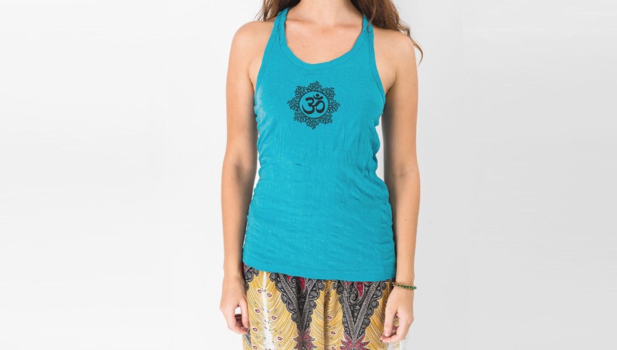 Women HaremPants | Super Soft Sure Design Women'S Tank Tops Om Mandala Turquoise