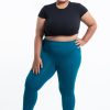 Plus Size HaremPants | Plus Size Solid Color Cotton Leggings In Blue