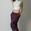 Women HaremPants | Solid Color Drawstring Women'S Yoga Massage Pants In Dark Purple