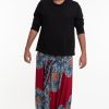 Plus Size HaremPants | Plus Size Peony Mandalas Drop Crotch Men'S Harem Pants In Red