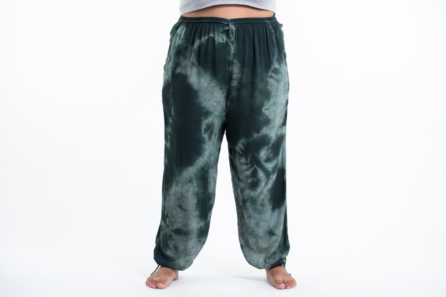 Plus Size HaremPants | Plus Size Tie Dye Drawstring Women'S Yoga Massage Pants In Dark Teal