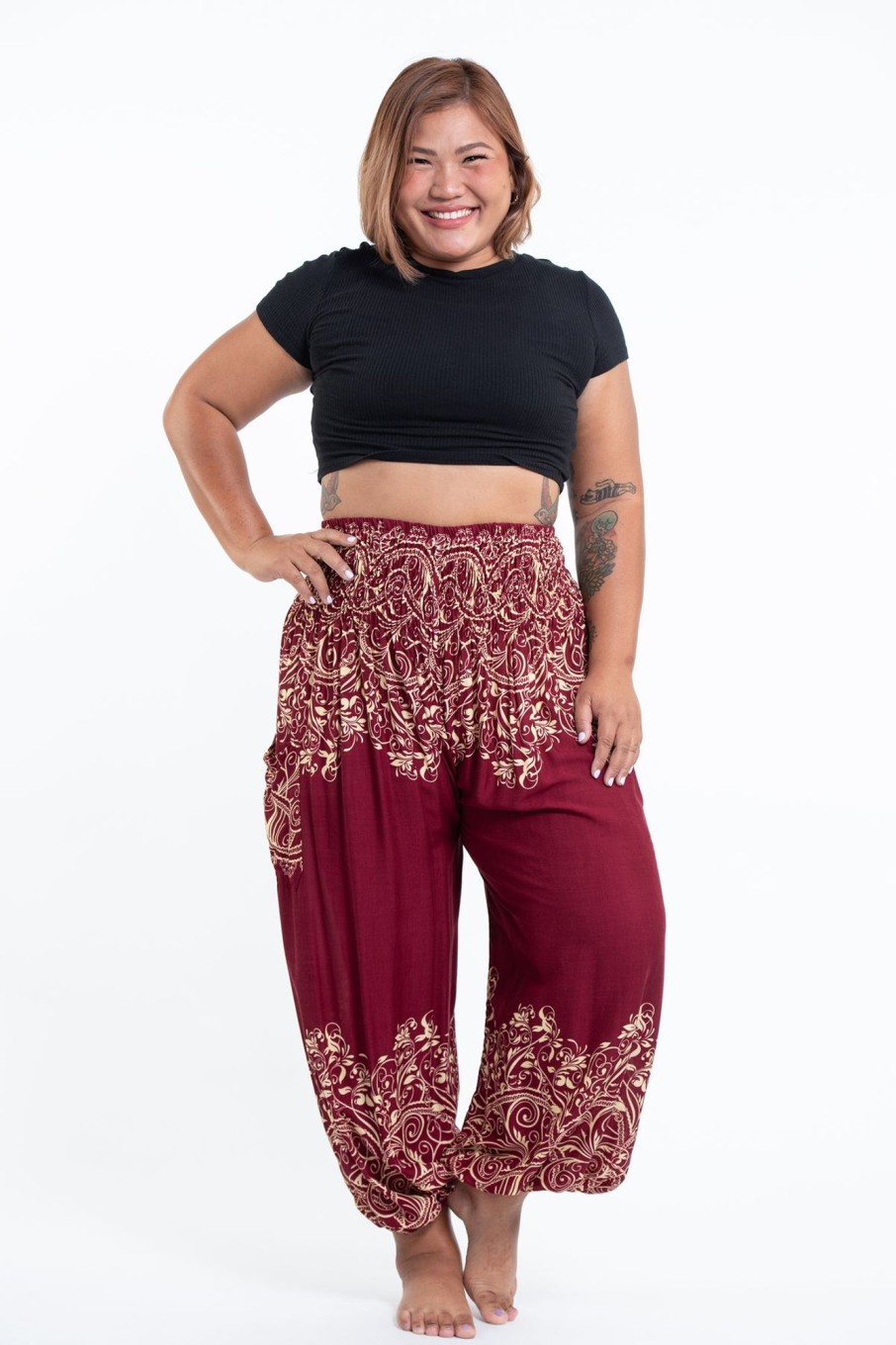 Plus Size HaremPants | Plus Size Vines Women'S Harem Pants In Red