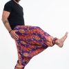 Men HaremPants | Peacock Paisley Drop Crotch Men'S Harem Pants In Purple