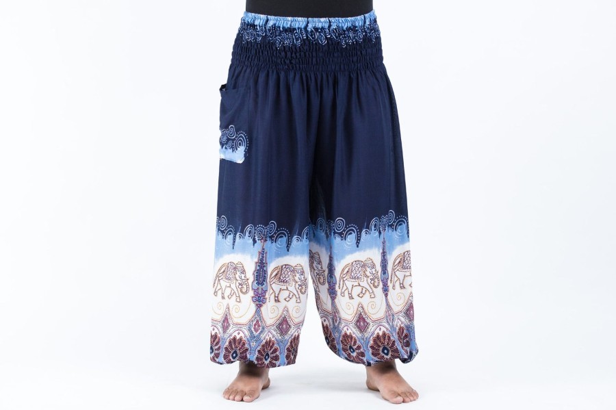 Plus Size HaremPants | Plus Size Solid Top Elephant Women'S Elephant Pants In Blue