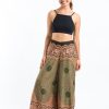 Women HaremPants | Geometric Mandalas Palazzo Style Harem Pants In Olive