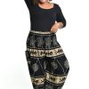 Plus Size HaremPants | Plus Size Turtle Print Women'S Harem Pants In Gold