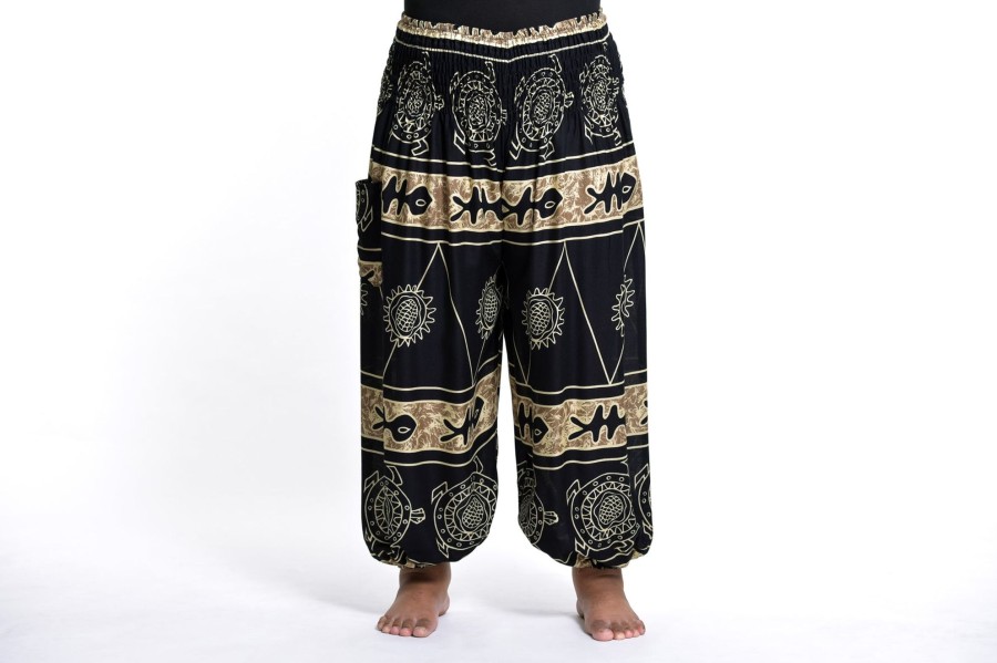 Plus Size HaremPants | Plus Size Turtle Print Women'S Harem Pants In Gold