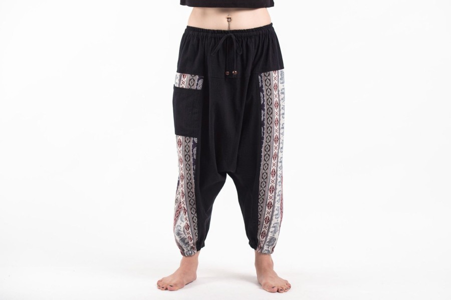 Women HaremPants | Elephant Aztec Cotton Women'S Harem Pants In Black