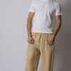 Men HaremPants | Solid Color Drawstring Men'S Yoga Massage Pants In Cream