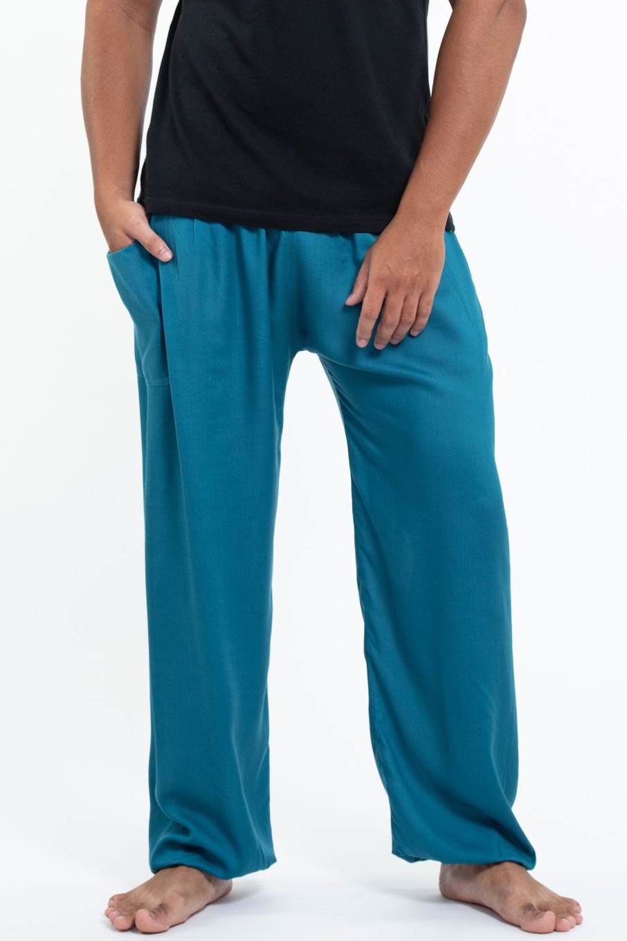 Plus Size HaremPants | Solid Color Men'S Tall Harem Pants In Aqua Blue