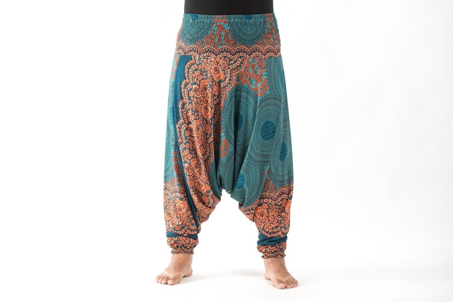 Plus Size HaremPants | Plus Size Geometric Mandalas 2-In-1 Jumpsuit Harem Pants In Turquoise